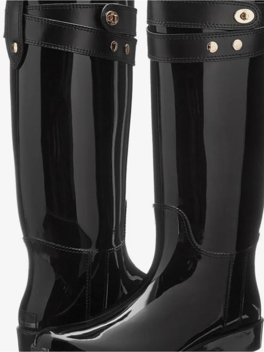 COACH Black Woman Gloss Rain Boots - Signature Logo - Picture 2 of 12